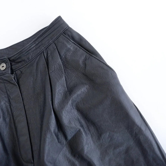 Vintage The Ole  Hide House Black Leather Straight Leg Pants Size 6 - Picture 8 of 11